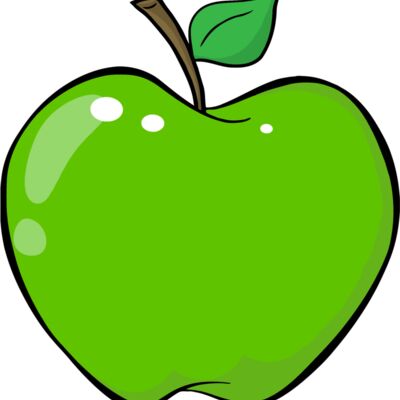 green apple with stalk and leaf Thumbnail