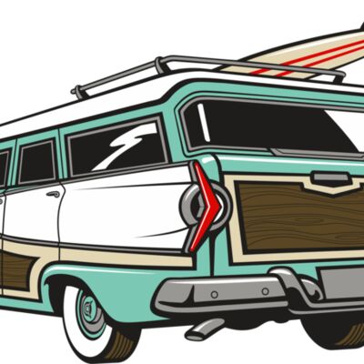 Surfboard wagon back view Thumbnail