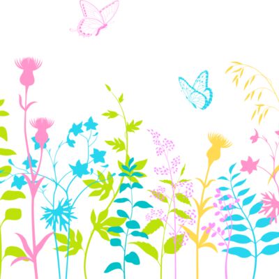 Pretty pastel garden with butterflies Thumbnail