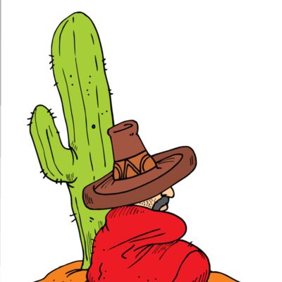Mexican man sitting cactus Thumbnail
