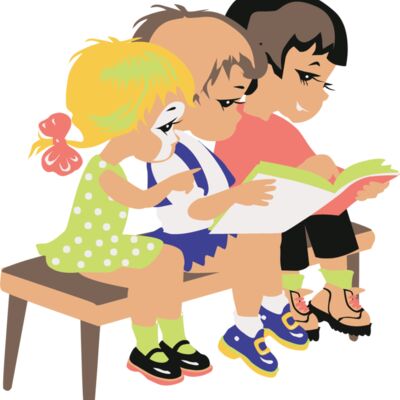 Kids reading on bench seat Thumbnail