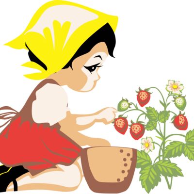 Girl picking strawberries Thumbnail