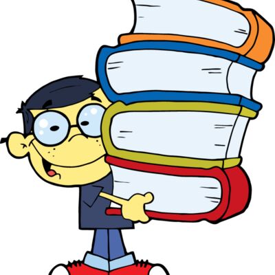 boy with glasses holding 4 big books Thumbnail
