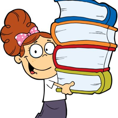 girl with bun holding 4 big books Thumbnail