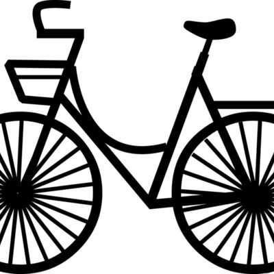 Bike with basket black line art Thumbnail